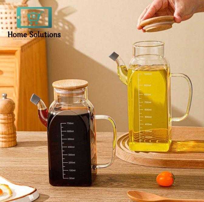 Glass Oil & Sauce Dispenser – Anti-Leak with Side Handle