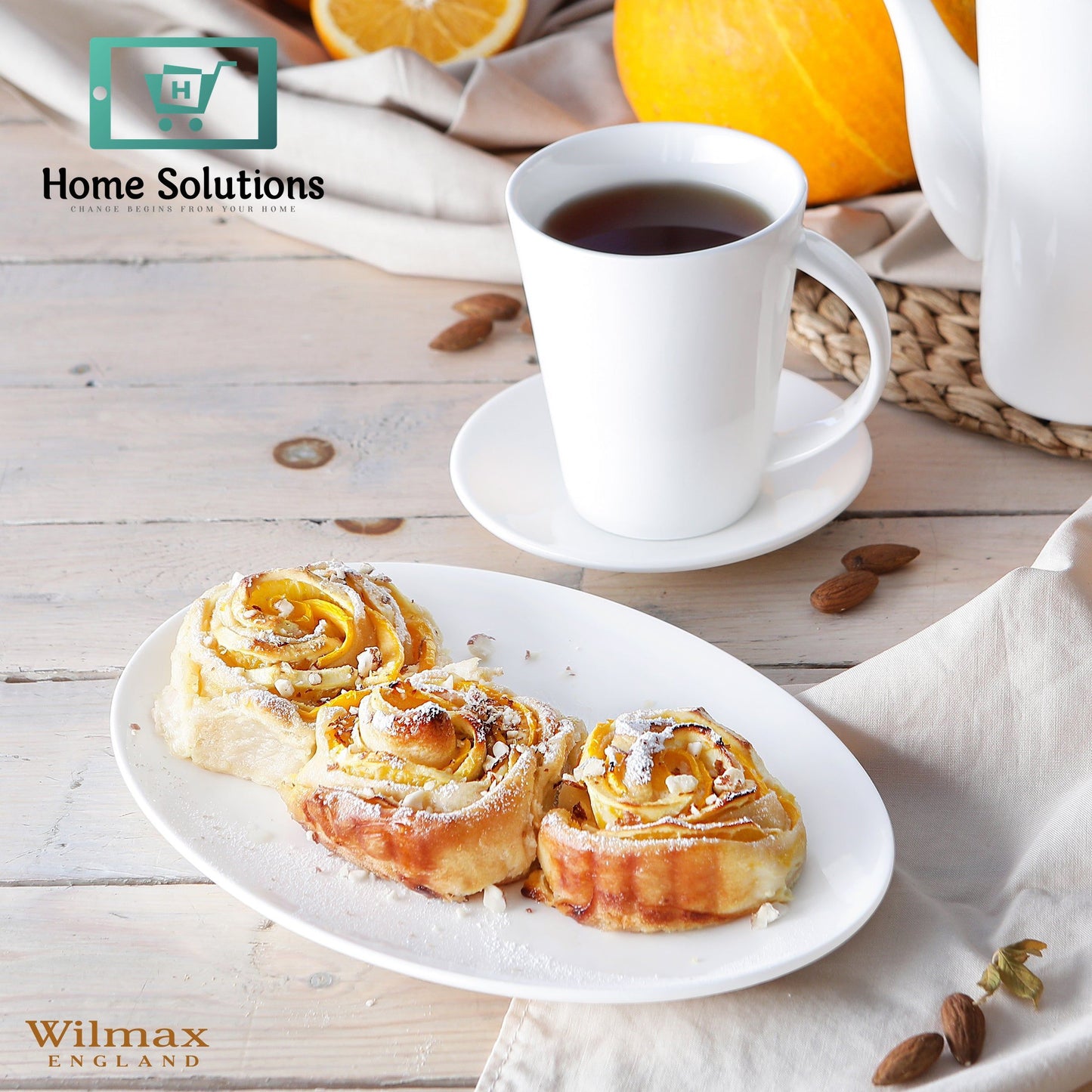 Wilmax England Fine Porcelain Coffee Cup & Saucer Set – 110 ml