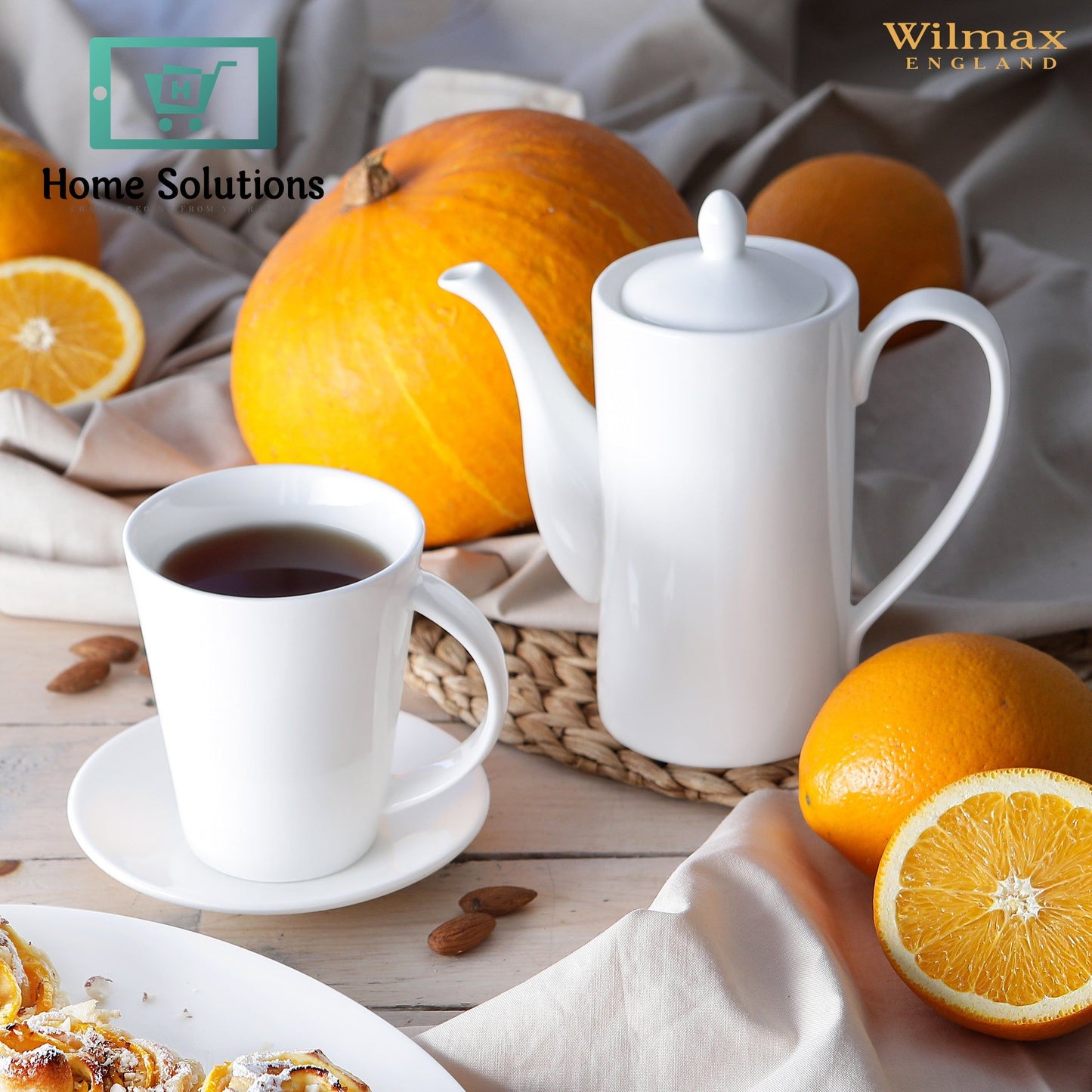Wilmax England Fine Porcelain Coffee Cup & Saucer Set – 110 ml