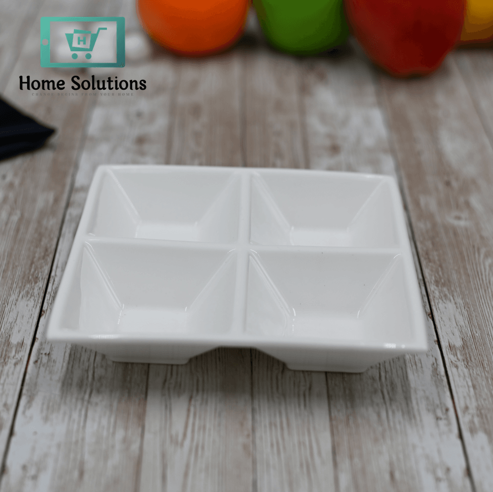 Wilmax England Fine Porcelain Divided Square Dishes – 6" x 6" & 8" x 8"