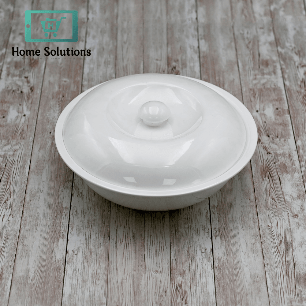 Wilmax England Fine Porcelain Bowl with Lid 9.5 & 10 Inch | Covered Serving Bowl