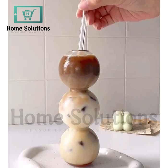 Caterpillar Coffee Glass With Straw
