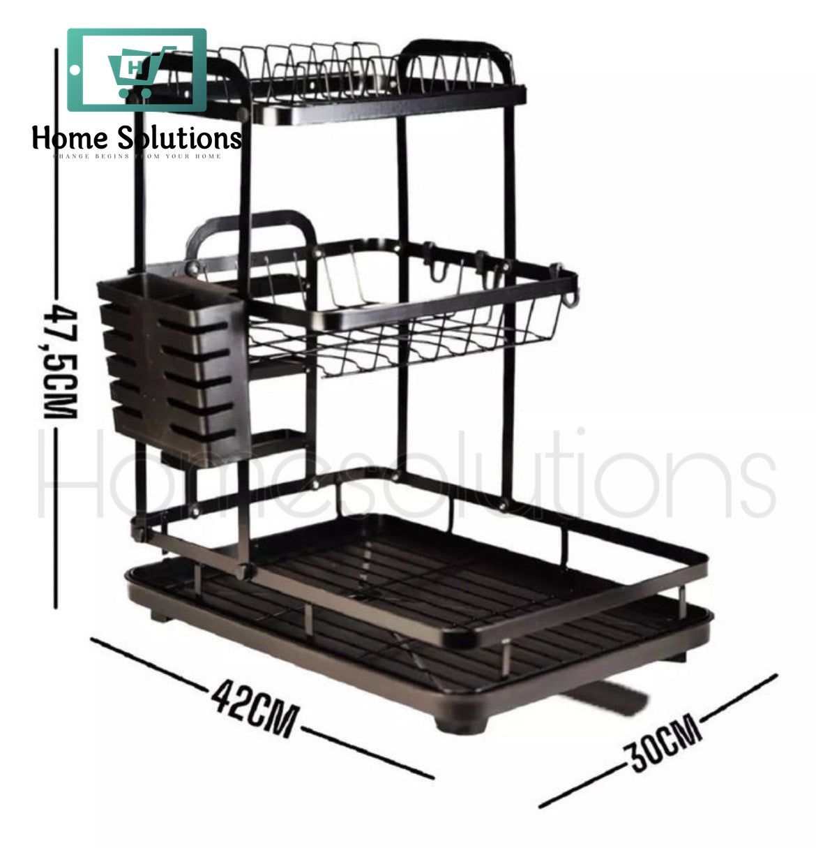Aluminium Matt Black 3Layers Dish Rack