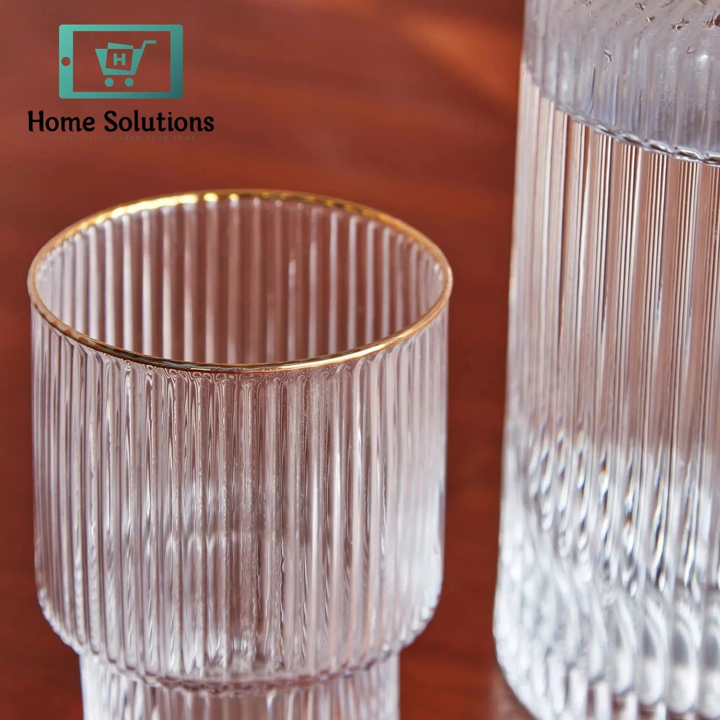 Vintage-Style Optic Glass Decanter Set – 5-Piece Elegant Drinkware Collection