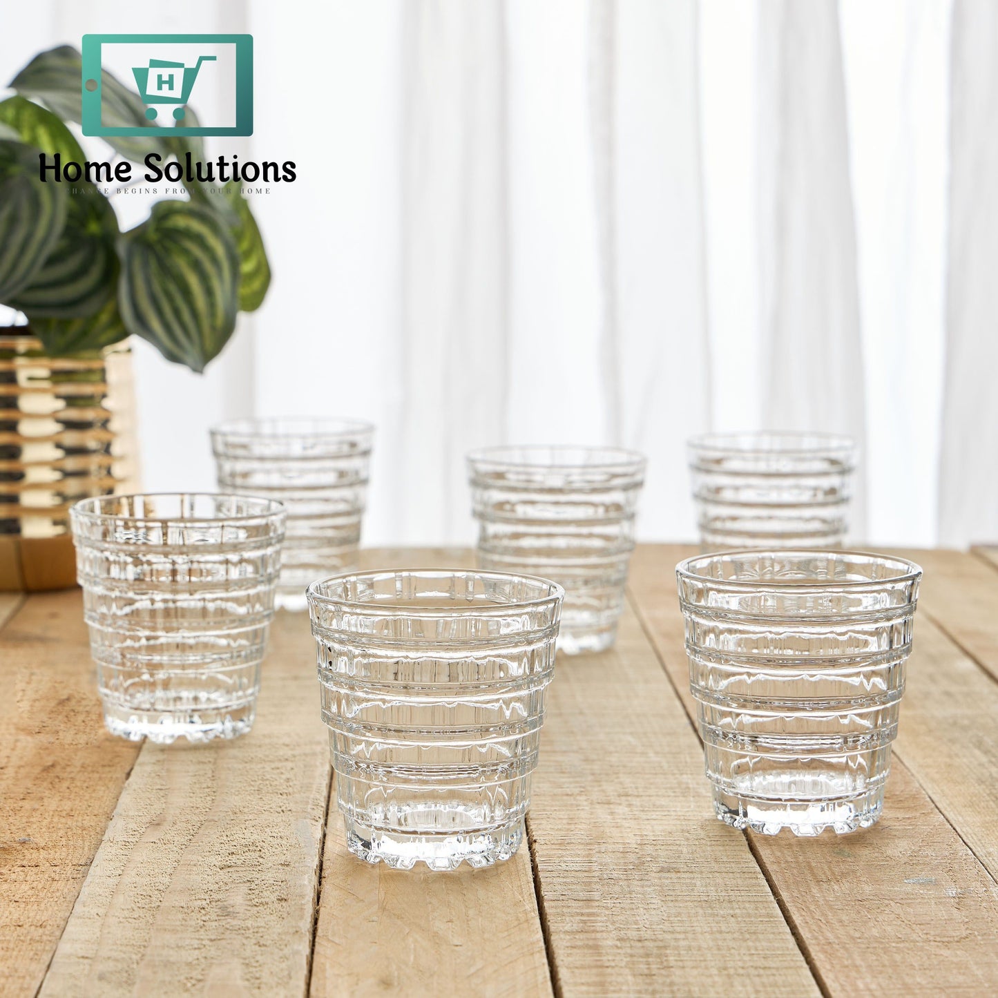 Deluxe Chinese Glass Set with Elegant Golden Rim – 6 Pieces