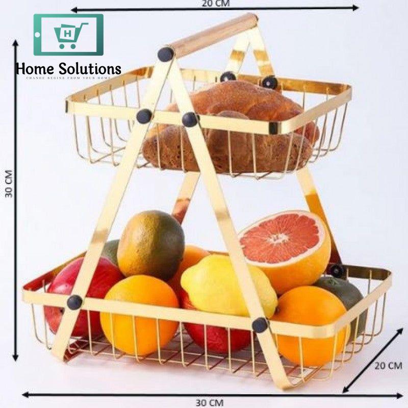 2 Tier Countertop Fruit Basket Gold