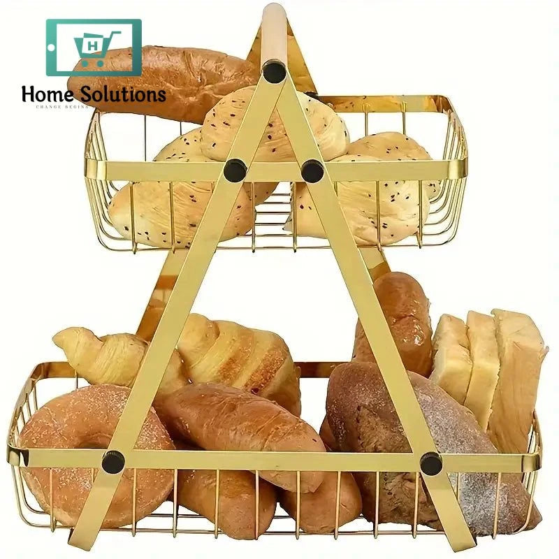 2 Tier Countertop Fruit Basket Gold
