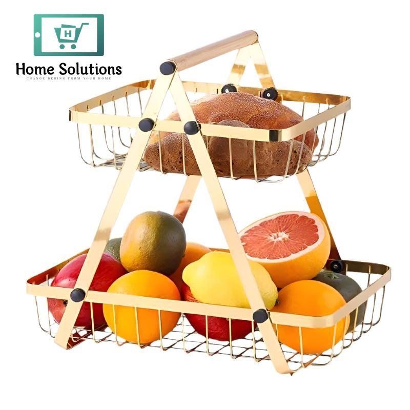 2 Tier Countertop Fruit Basket Gold