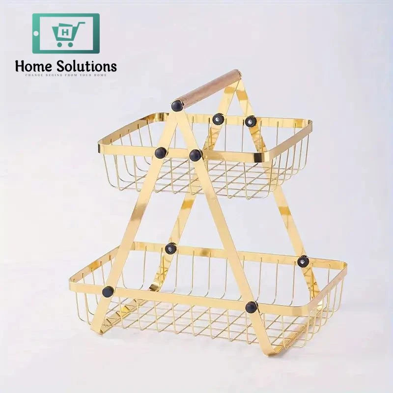2 Tier Countertop Fruit Basket Gold