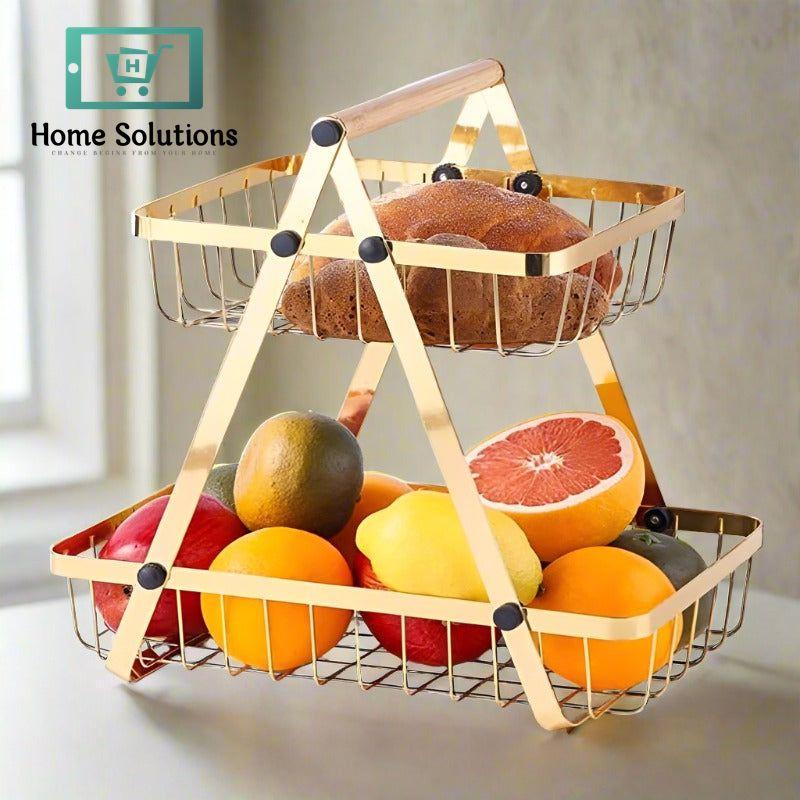 2 Tier Countertop Fruit Basket Gold