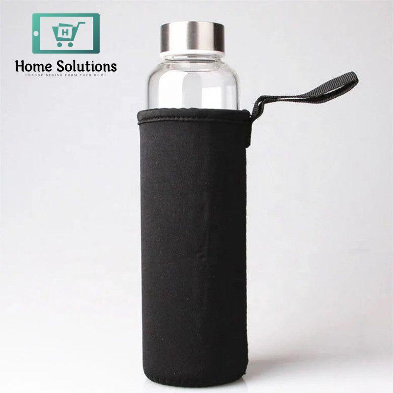 Premium Glass Water Bottle with Stainless Steel Leak-Proof Lid