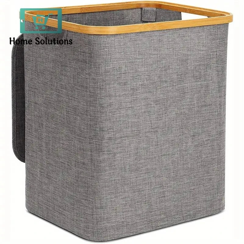 Double Compartment Laundry Basket – Black & Grey Finish