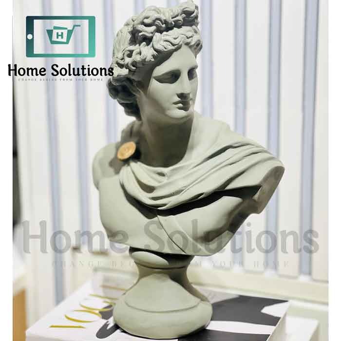 Classical David Bust Statue Matte Grey – Elegant Table Decor