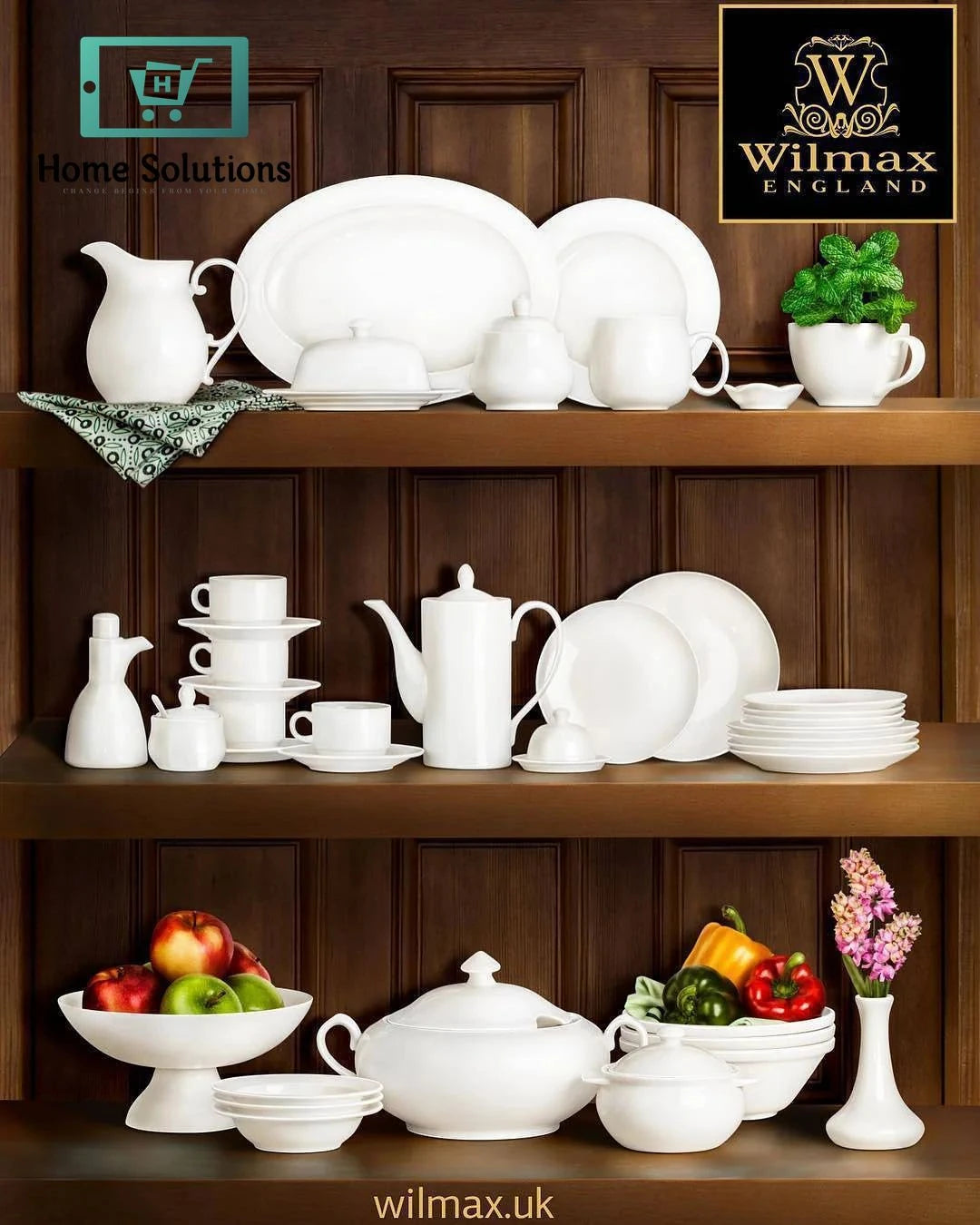Wilmax England Fine Porcelain Round Platter – 12" (31 cm)