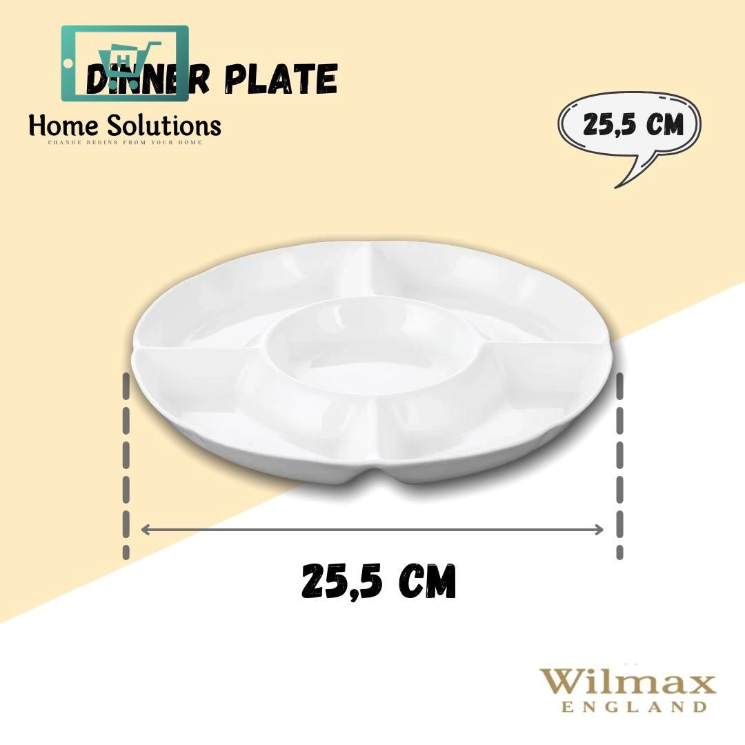 Wilmax England Fine Porcelain Divided Round Dish 10 Inch