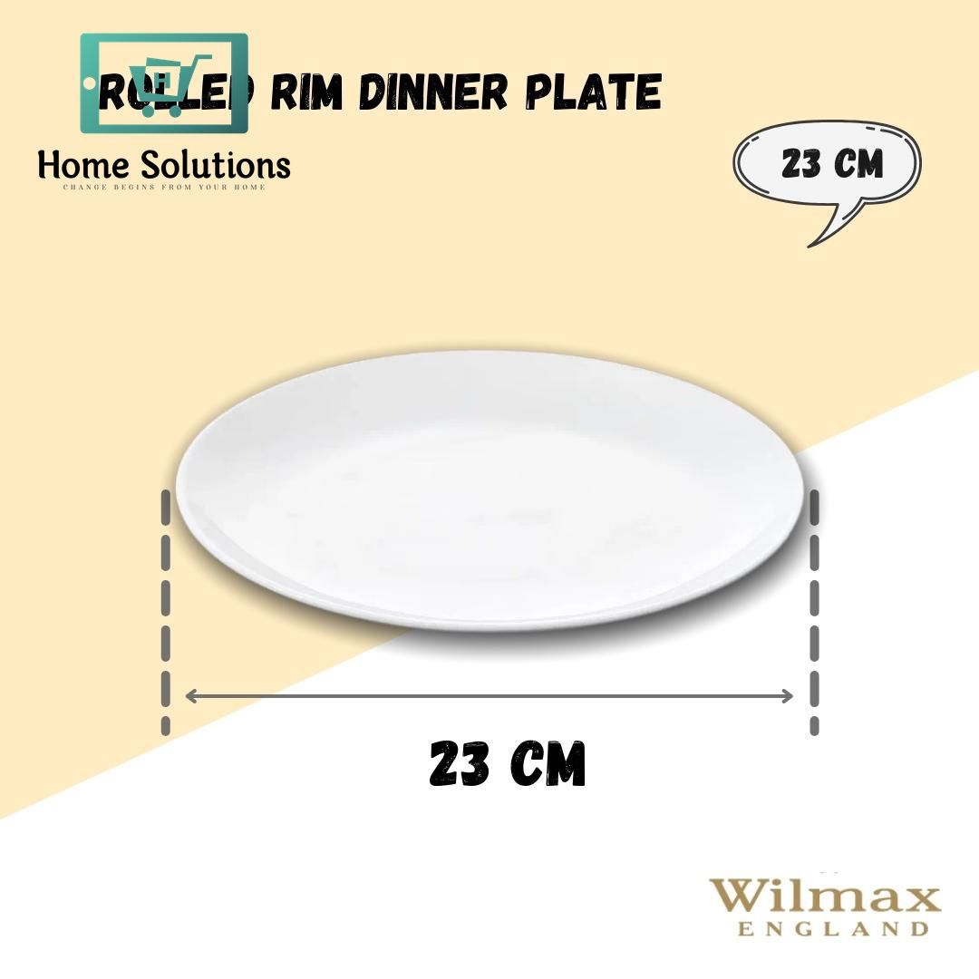 Wilmax England 9-Inch Classic Dinner Plate with Rolled Edge – Premium Porcelain