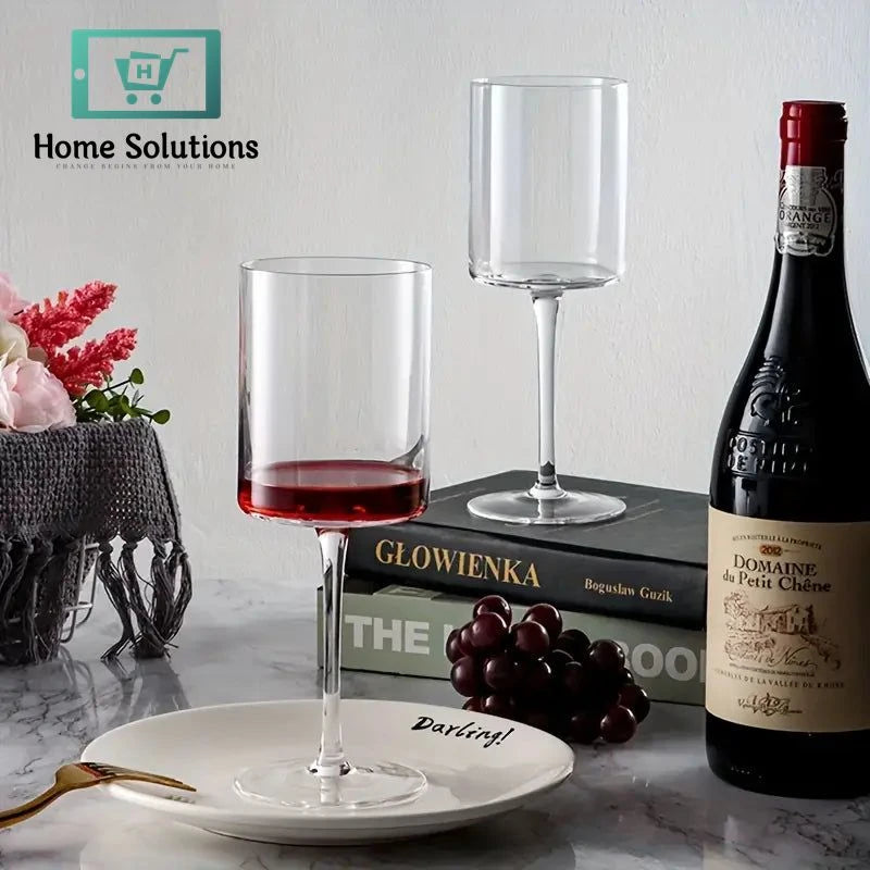 Elegant Crystal Wine Glass – 350ml | Premium Cylindrical Design
