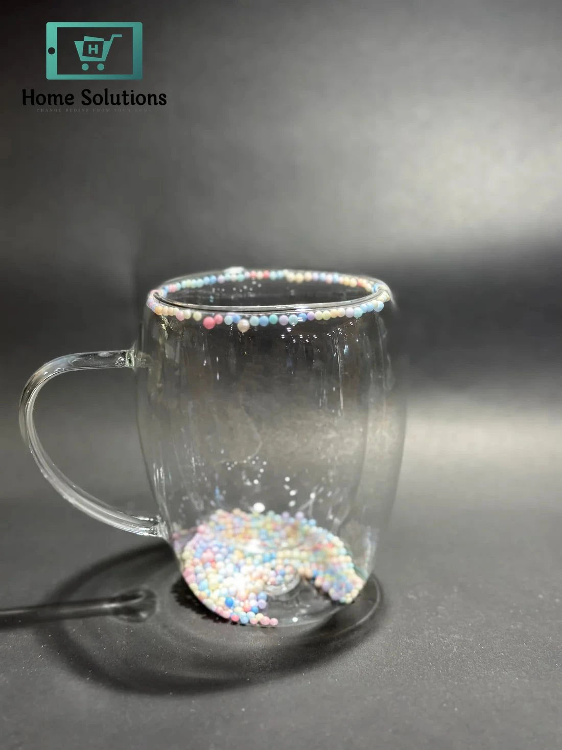 Elegant Double Wall Glass Coffee Mug – Floral Design – 350ml