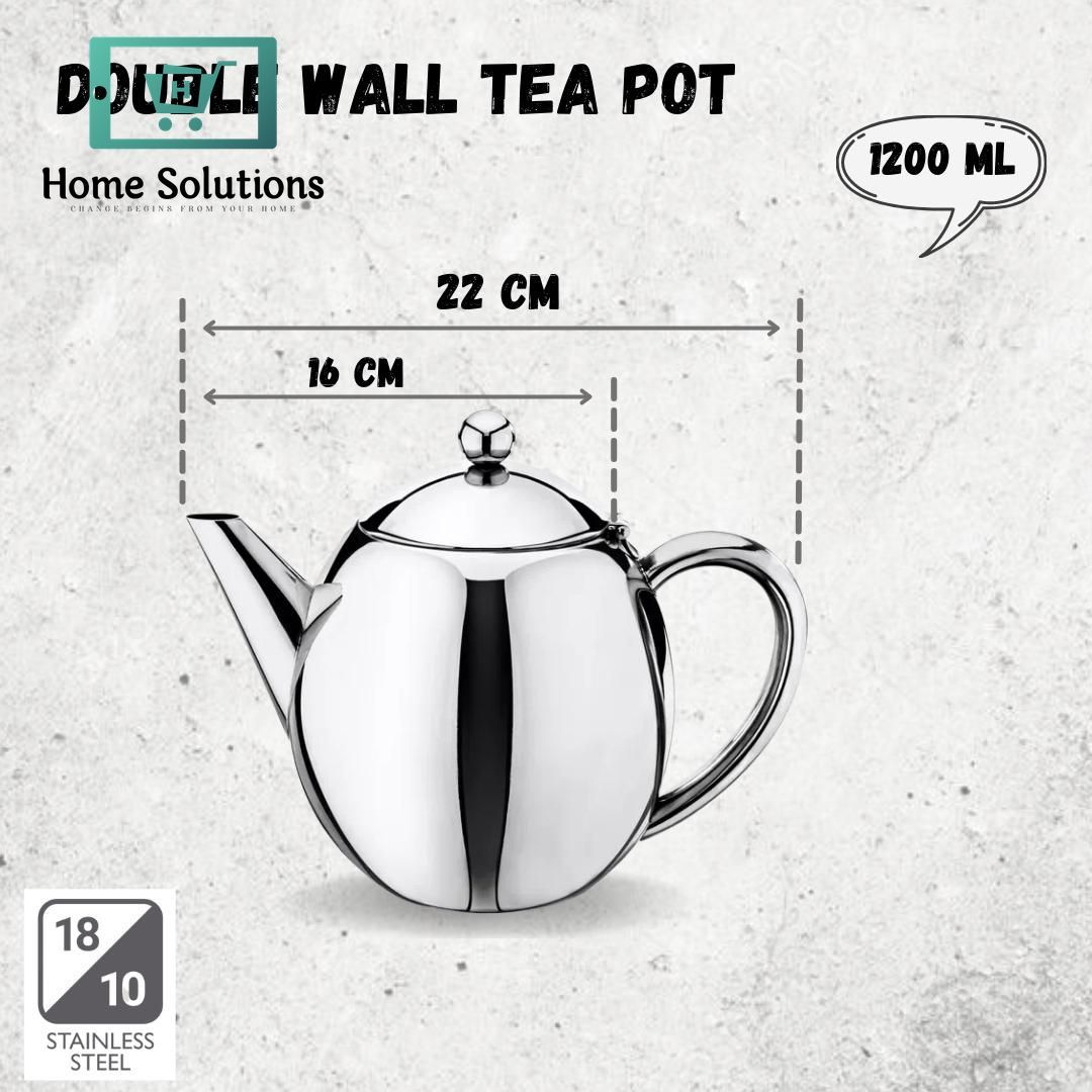 Wilmax England Double Wall Glass Tea Pot 1200ml – Elegant Borosilicate Design