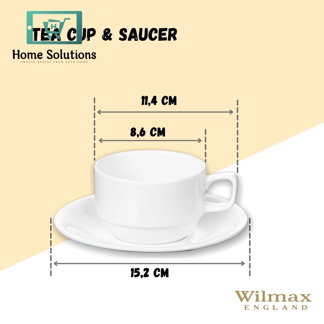 Wilmax England Fine Porcelain Tea Cup & Saucer Set – 220 m