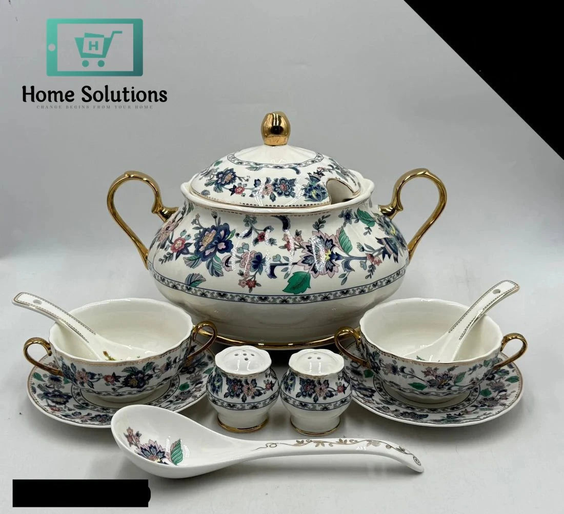 Royal Albert 23 Pcs Bone China Soup Set – Elegant Floral Serveware