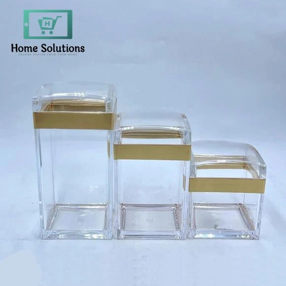 3-Piece Clear-Top Acrylic Jar Set – Transparent Storage Containers with Lids
