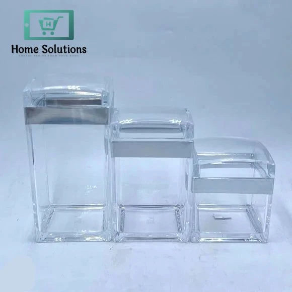 3-Piece Clear-Top Acrylic Jar Set – Transparent Storage Containers with Lids