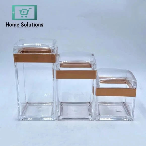 3-Piece Clear-Top Acrylic Jar Set – Transparent Storage Containers with Lids
