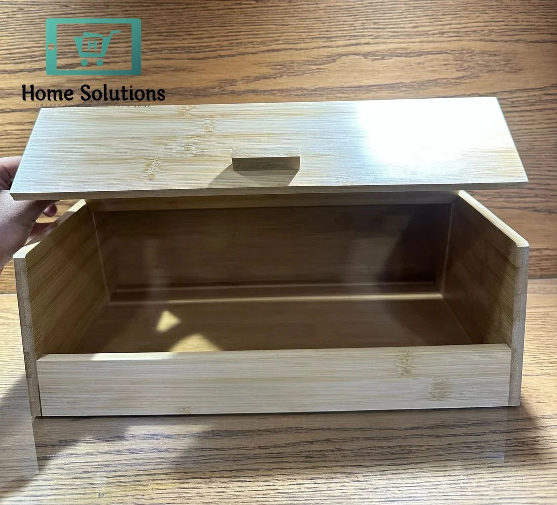 Natural Bamboo Bread Box with Matching Bamboo Lid