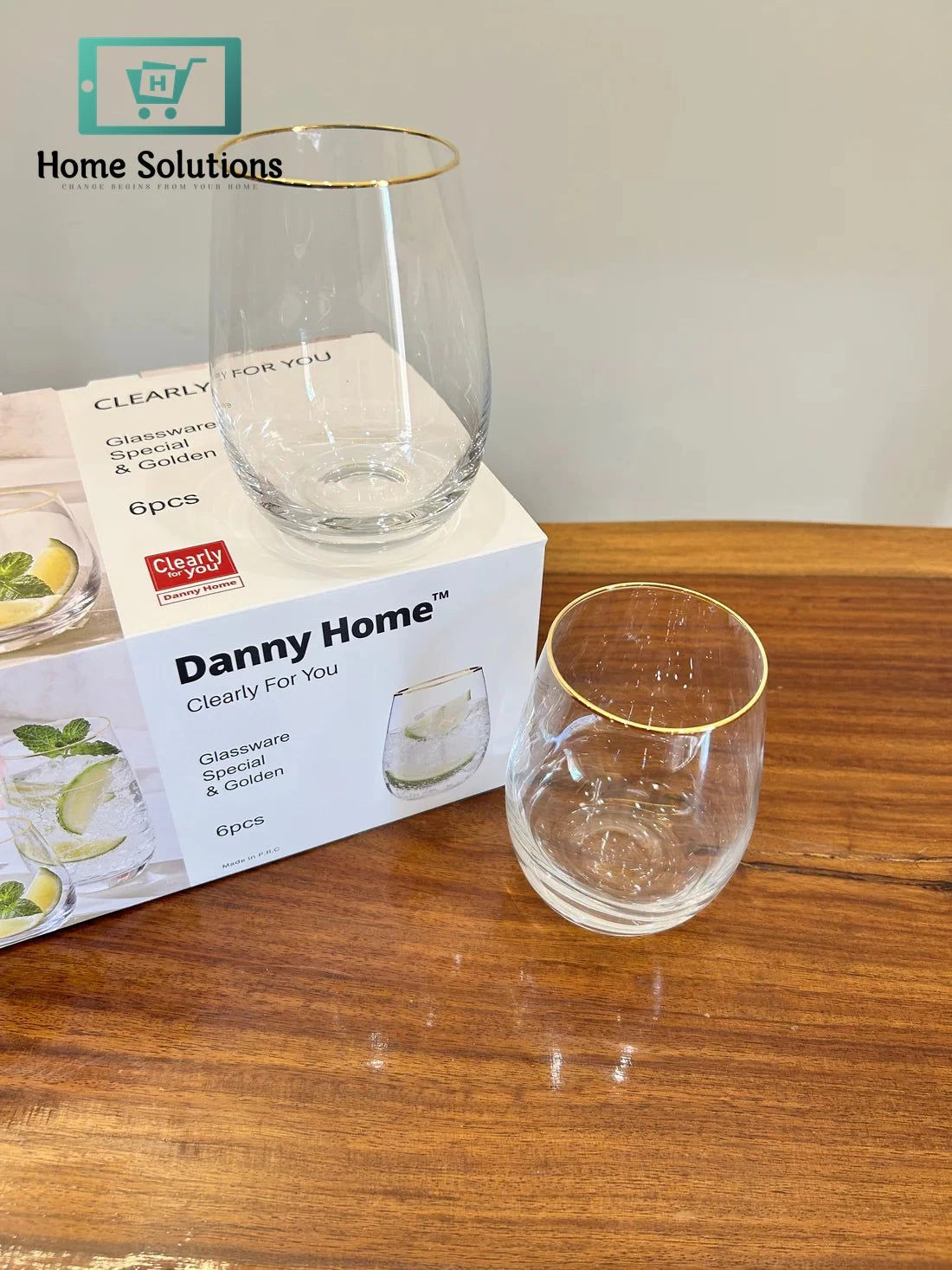 Danny Home Regal Golden Bar Glass Set 6Pcs (450ml)