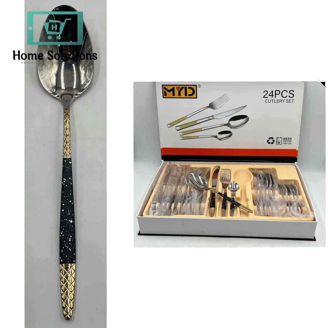 Modern Flatware Set with Storage Case – 24 PCS for 6 People