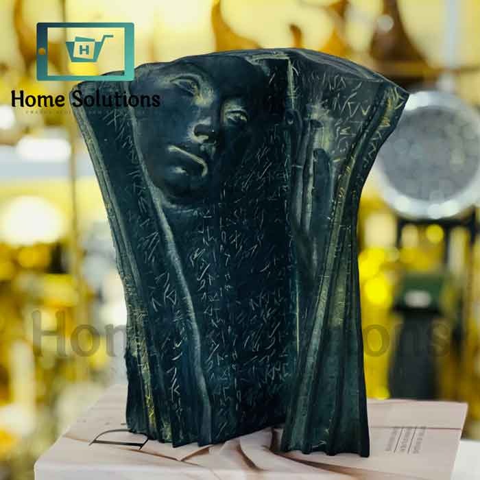 Fiber Book Face Sculpture Statue - Modern Abstract Art Decor