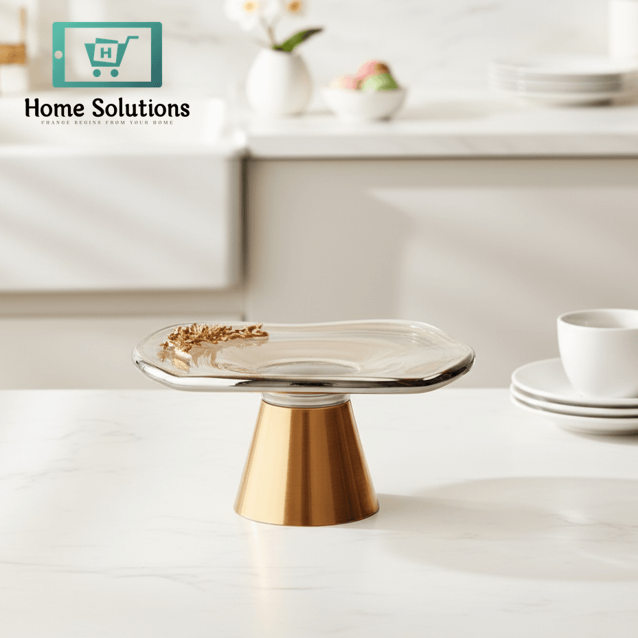 Elegant Glass & Gold Dessert Plate - 3 Sizes