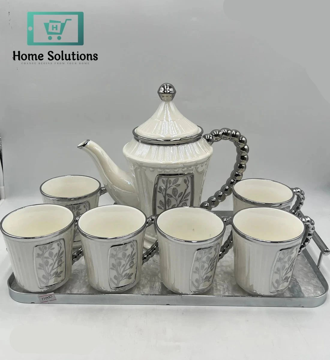 Elegant Coffee Serving Set - 9 Pcs with Cups, Saucers & Tray