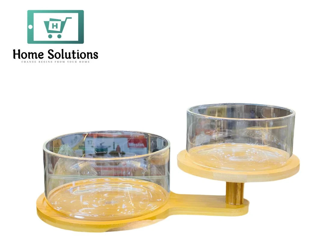 2-Tier Modern Fruit Bowl with Wooden Stand – Stylish Countertop Organizer