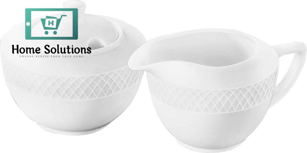 Wilmax England JULIA Porcelain Sugar Bowl & Creamer Set – White