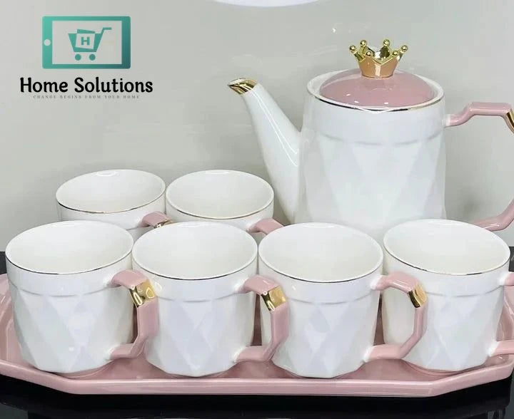 Premium Coffee Set 9-Piece – Elegant Cups, Saucers & Tray