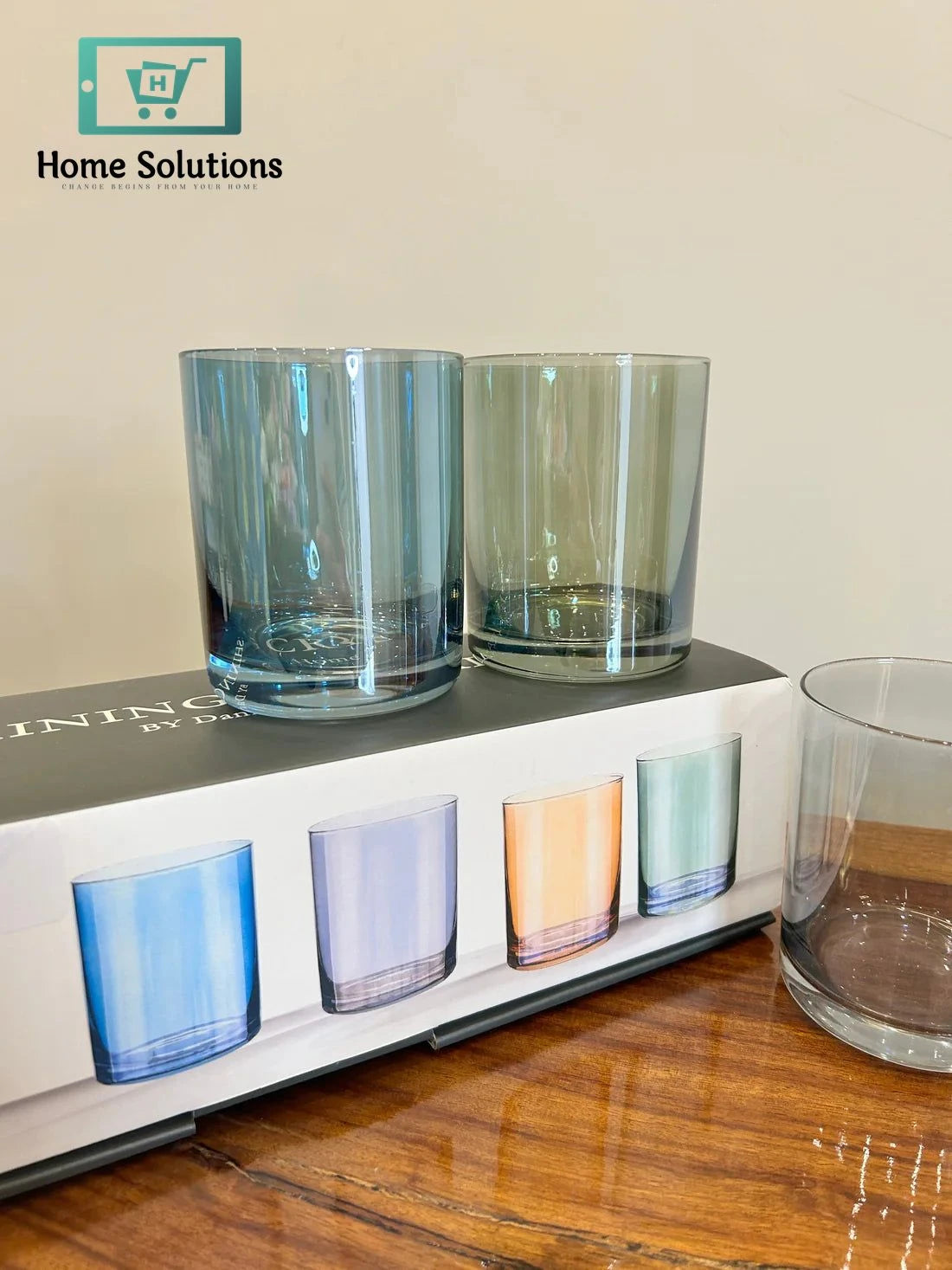 Danny Home Multicolour Glass Set – 4 Piece Drinkware Collection (410ml)