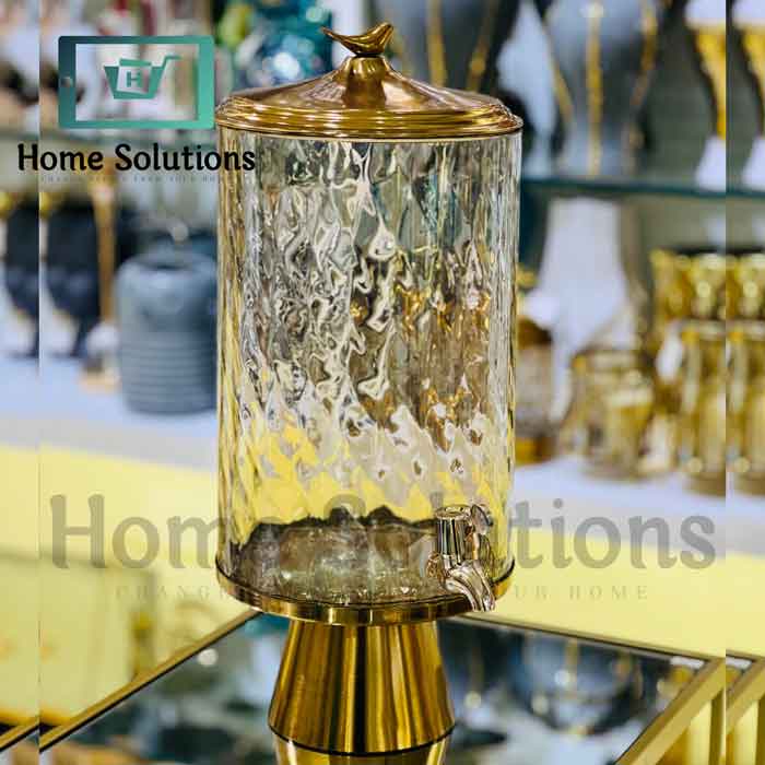 Handmade Turkish Glass Dispenser with Solid Brass Base & Lid