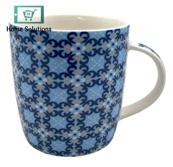 Porcelain Mug with Blue Moroccan Pattern – 350 ml Elegant Drinkware