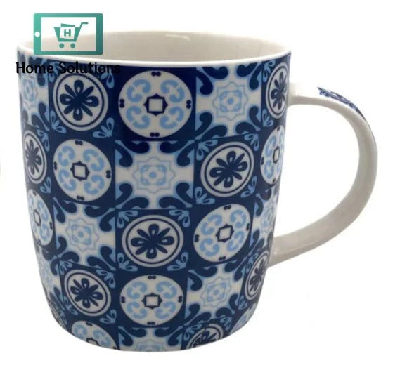 Porcelain Mug with Blue Moroccan Pattern – 350 ml Elegant Drinkware