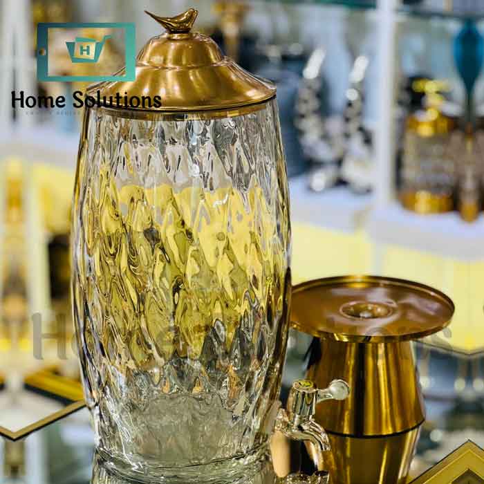 Handmade Turkish Glass Dispenser with Solid Brass Base & Lid