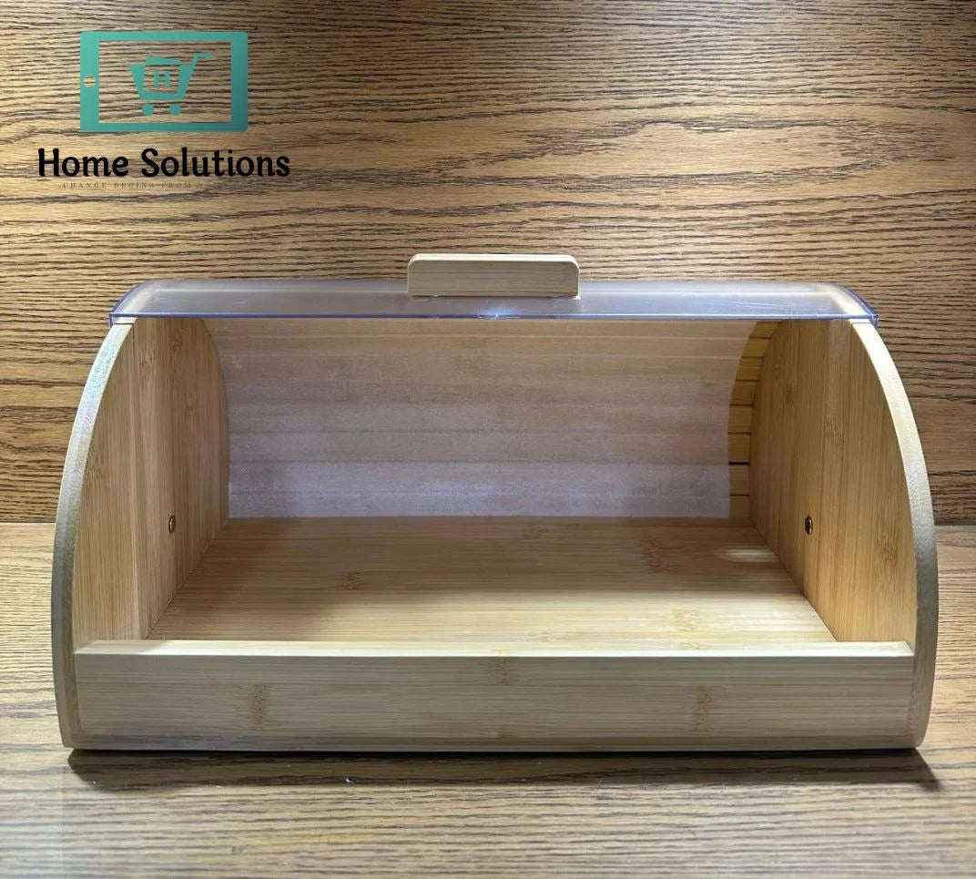 Eco-Friendly Bamboo Bread Box with Transparent Acrylic Lid