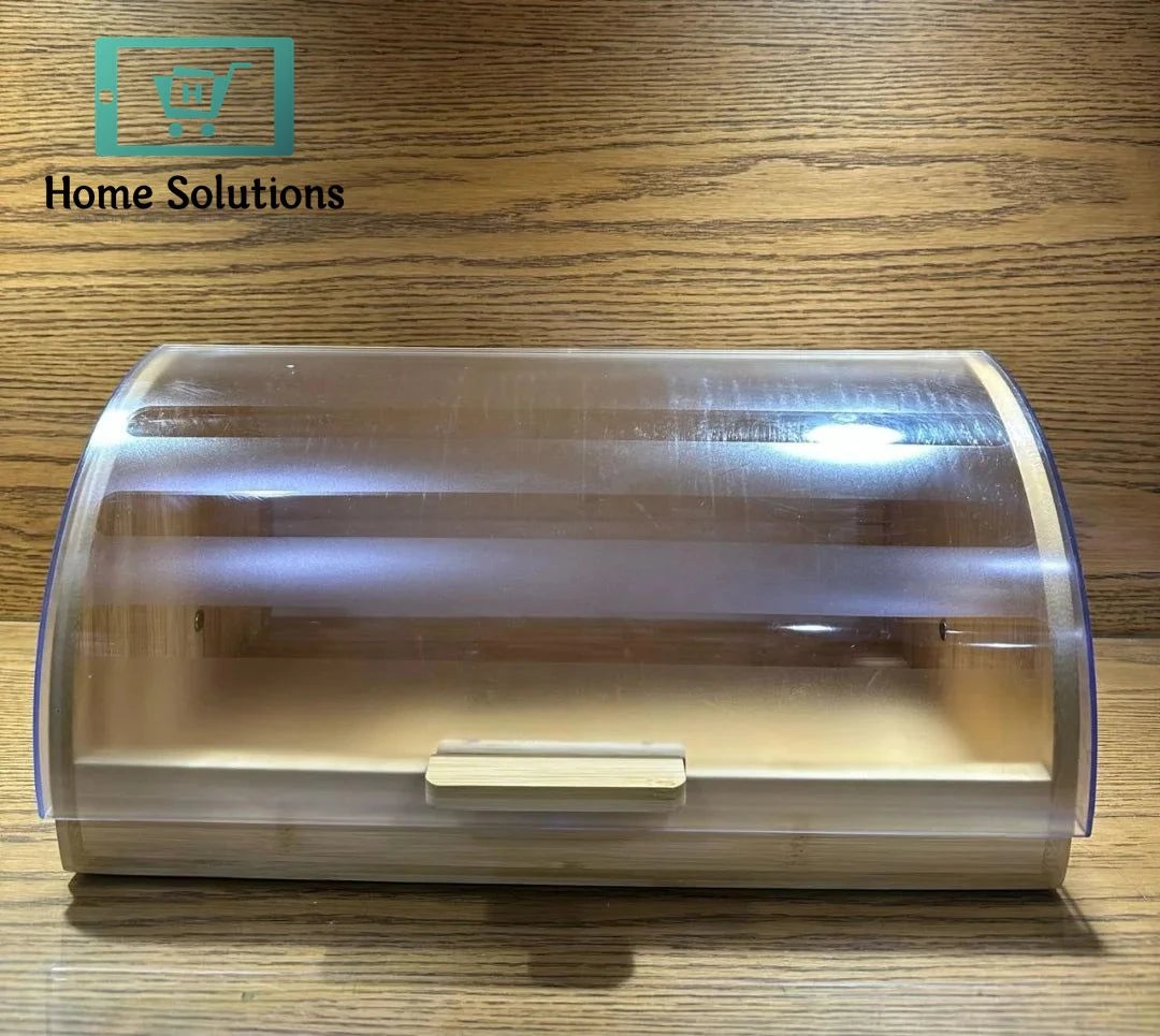 Eco-Friendly Bamboo Bread Box with Transparent Acrylic Lid