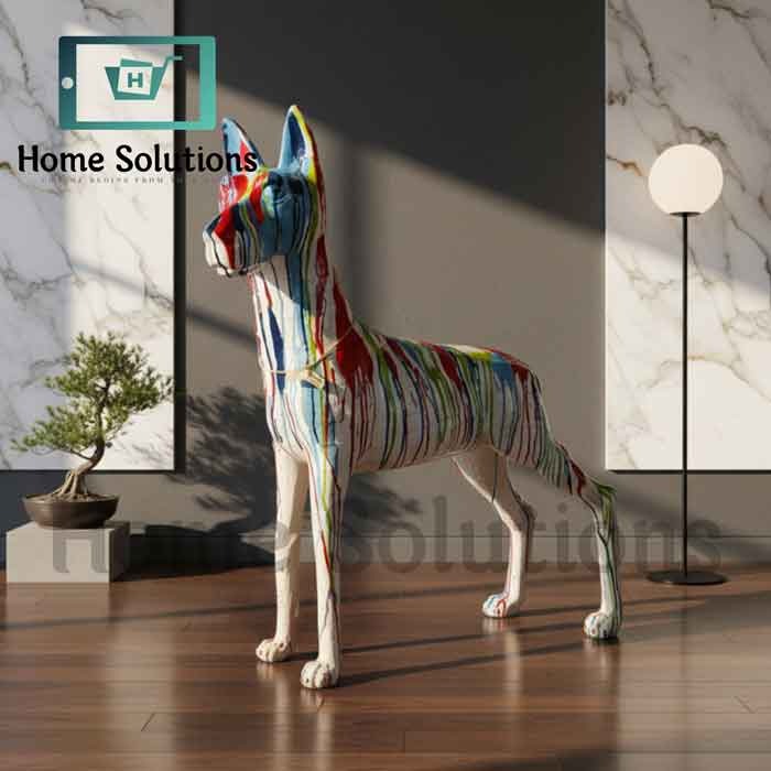Vibrant Drip Art Dog Statue | Abstract Canine Decor