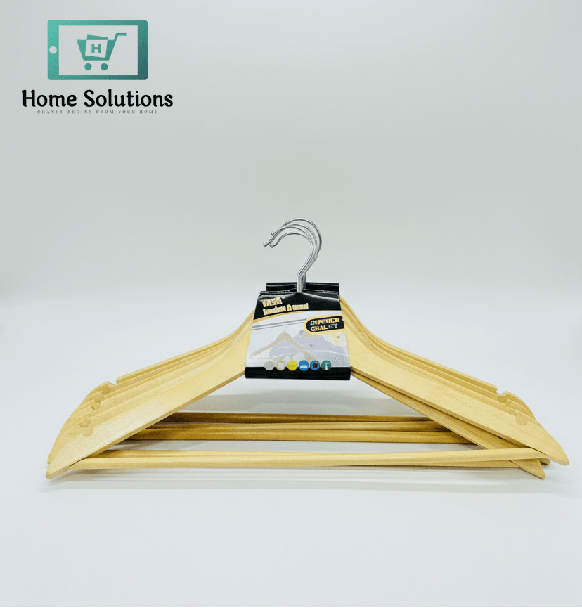 Premium Wooden Clothes Hangers - 6-Pack