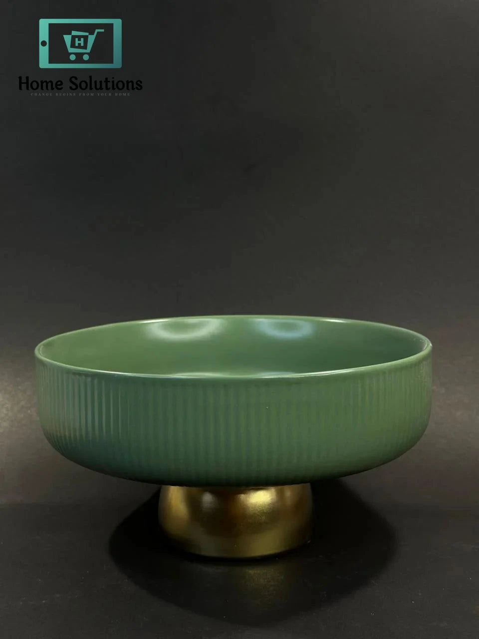 Elegant 8-Inch Ceramic Fruit Bowl with Golden Footed Base