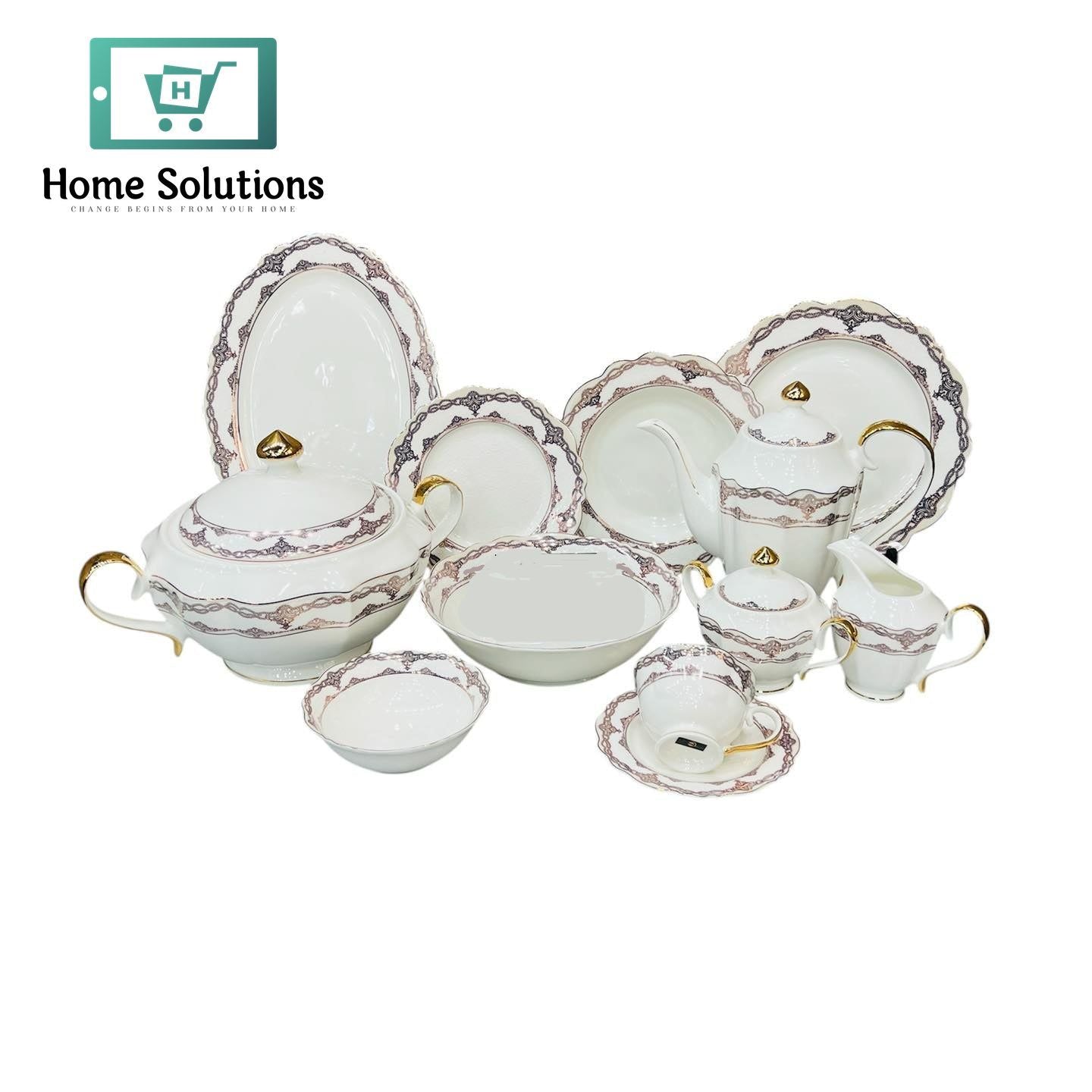 Premium Round Dinner Set 61-Piece – Stylish Serving for 8 Persons