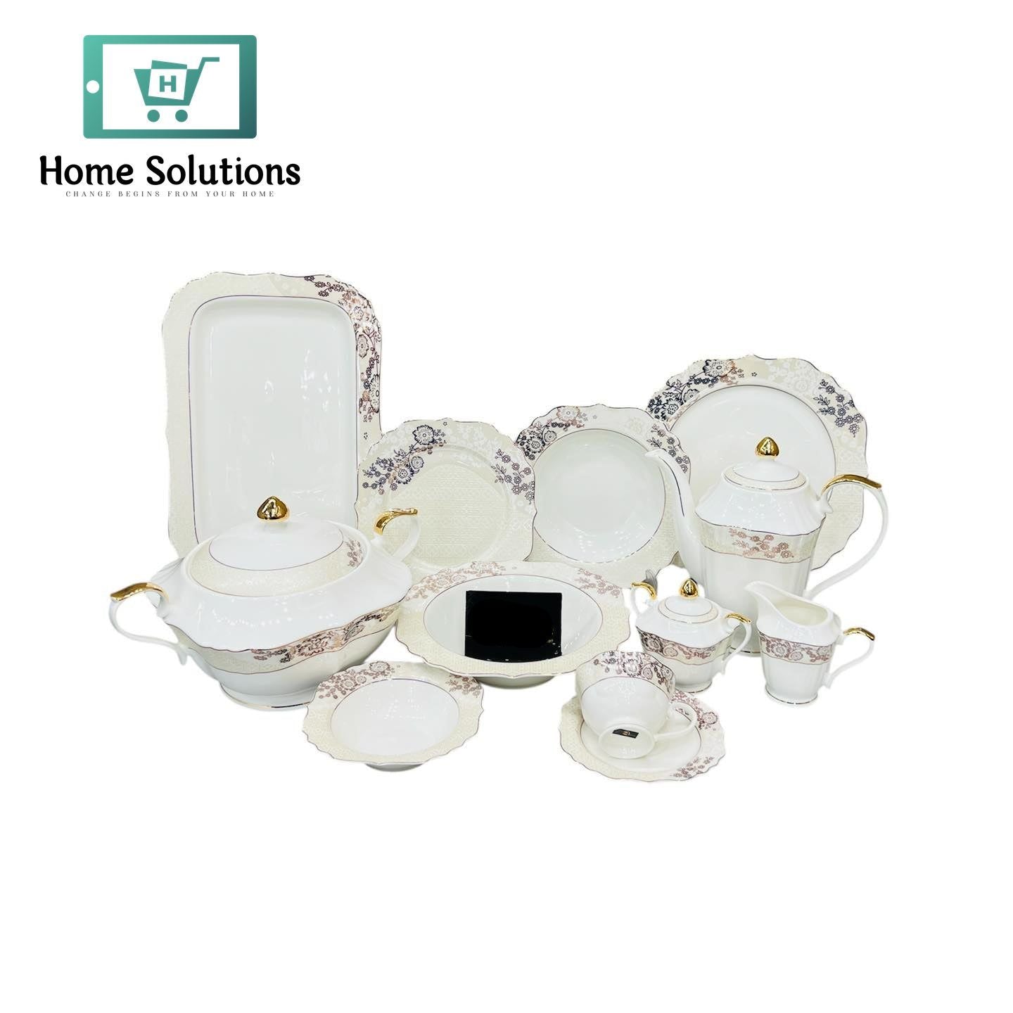 Square Dinner Set 61-Piece – Modern Tableware for 8 Persons