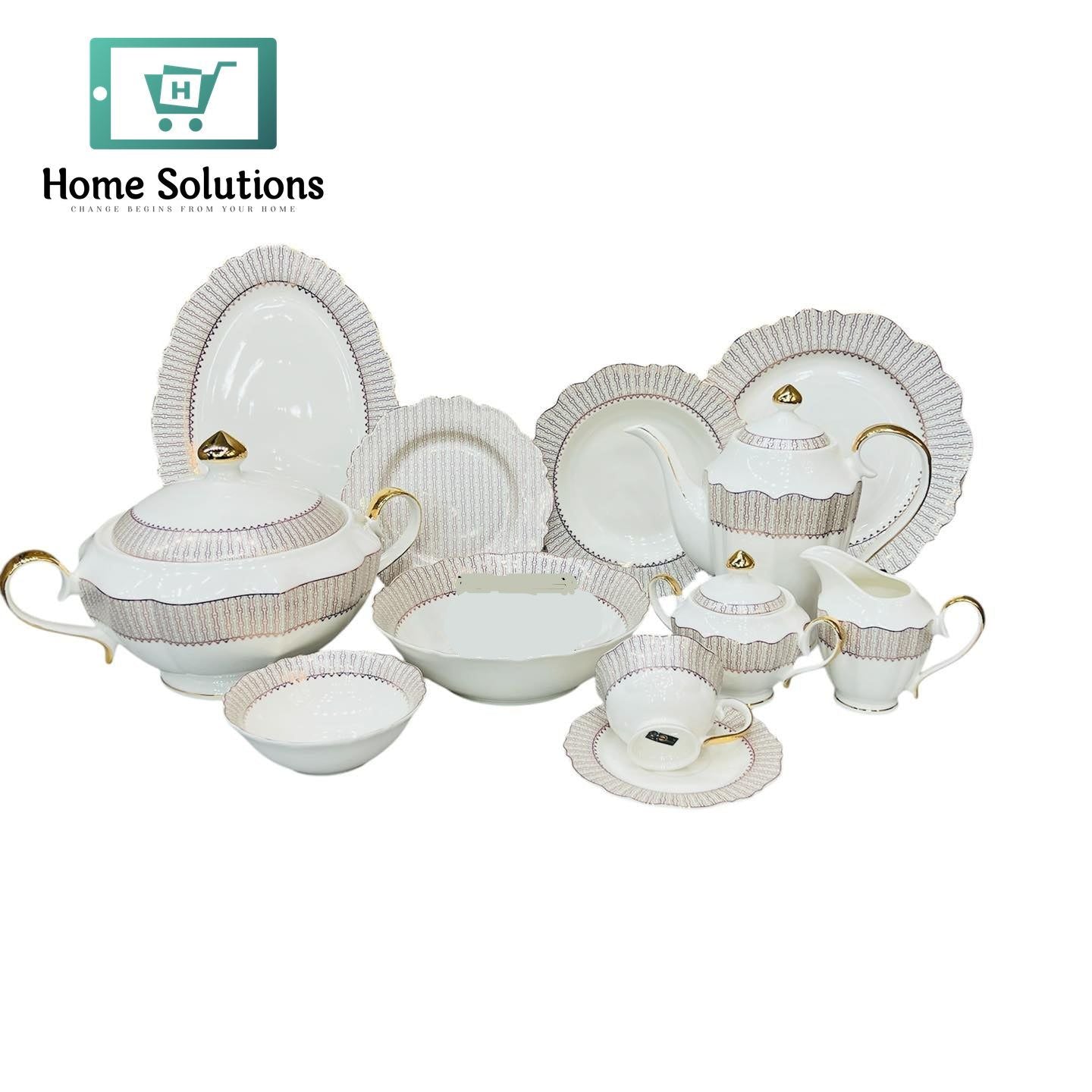 Premium Round Dinner Set 61-Piece – Stylish Serving for 8 Persons